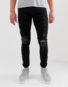 Bolongaro Trevor Skinny Fit Black Ripped Jeans