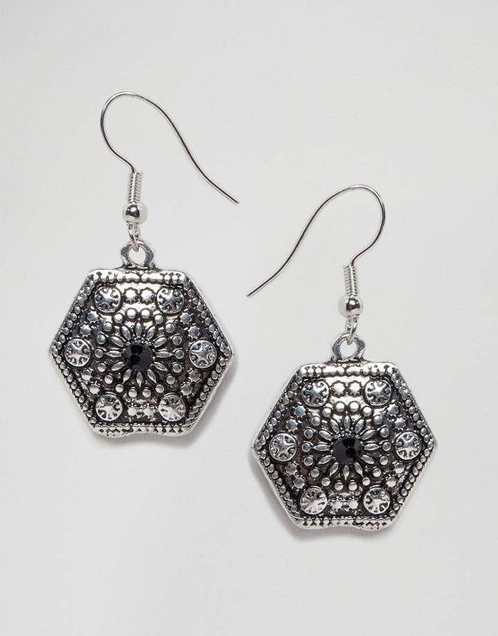 Designb Vintage Look Stone Detail Earrings - Gold