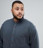 Replika Plus Long Sleeve Grandad Collar Shirt With Pocket - Gray