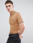 Fred Perry Reissues Twin Tipped Polo In Camel - Tan