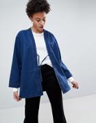 Waven Imma Unisex Belted Kimono Jacket - Blue