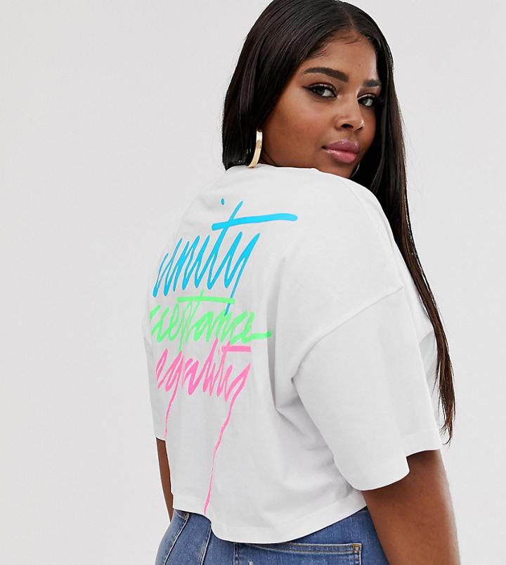 Asos Design X Glaad & Curve Cropped T-shirt With Embroidery-white