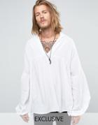 Reclaimed Vintage Tunic Shirt In Reg Fit - White