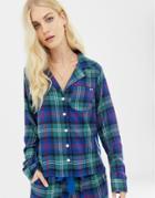 Abercrombie & Fitch Plaid Pyjama Shirt With Side Panel-navy