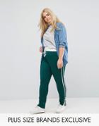 Missguided Plus Contrast Waistband Joggers With Side Stripe - Green