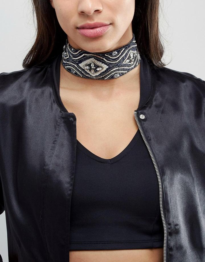 Asos Embellished Beaded Choker Necklace - Multi