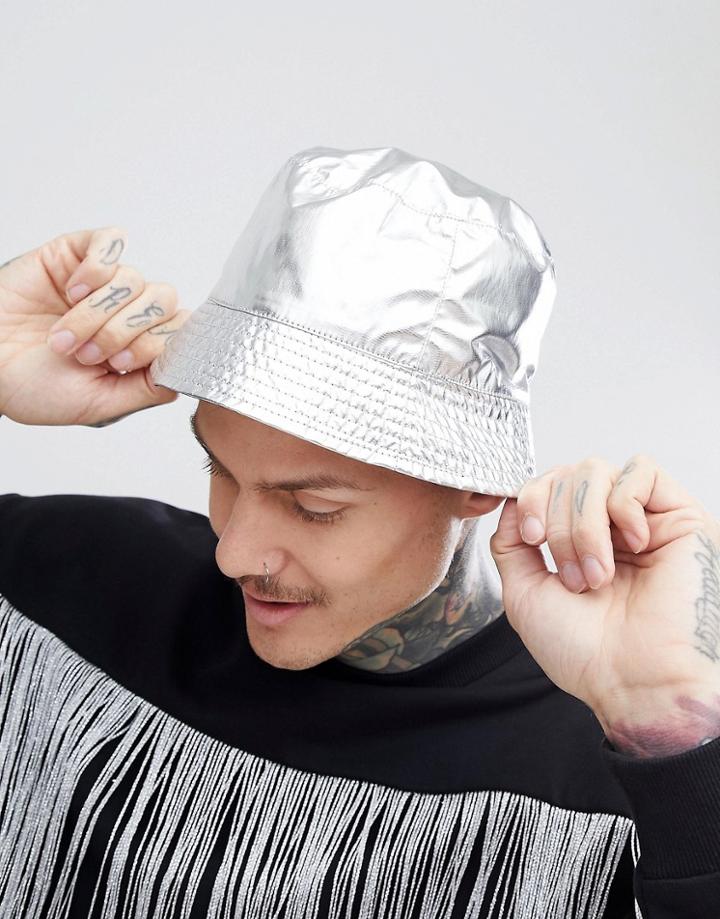 Asos Design Festival Reversible Bucket Hat In Purple Space Design - Multi