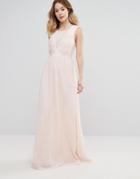 Club L Bridesmaid Maxi Dress With Rose Embroidery - Pink