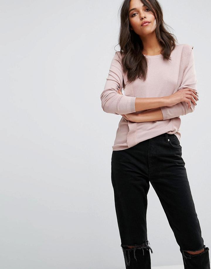 Jdy Frill Knit Sweater - Pink