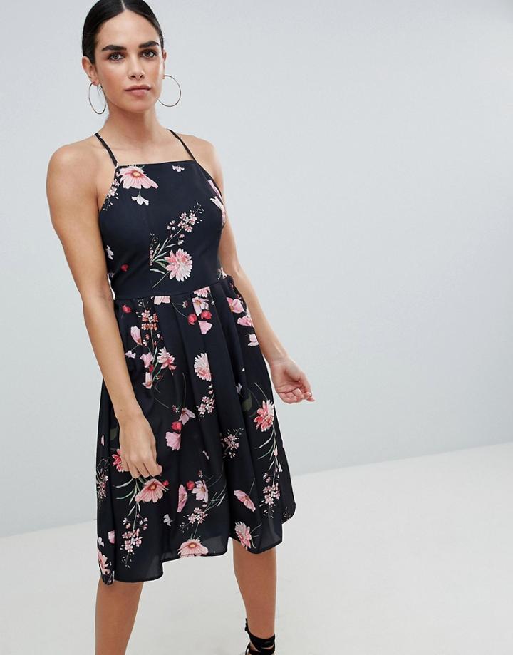 Love Printed Strappy Dress - Black