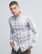 Farah Shirt In Oversized Flannel Check In Slim Fit Gray - Gray