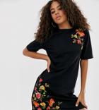 Asos Design Tall Embroidered T Shirt Mini Dress