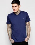 Fred Perry T-shirt With V Neck Laurel Wreath Logo - French Navy Marl