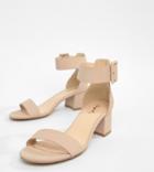Qupid Mid Block Heel Sandals - Beige