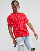 Sixth June Oversized T-shirt In Red Stripe - Red