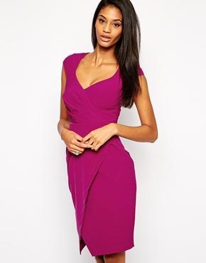 Lipsy Sweetheart Pencil Dress With Wrap Skirt - Pink