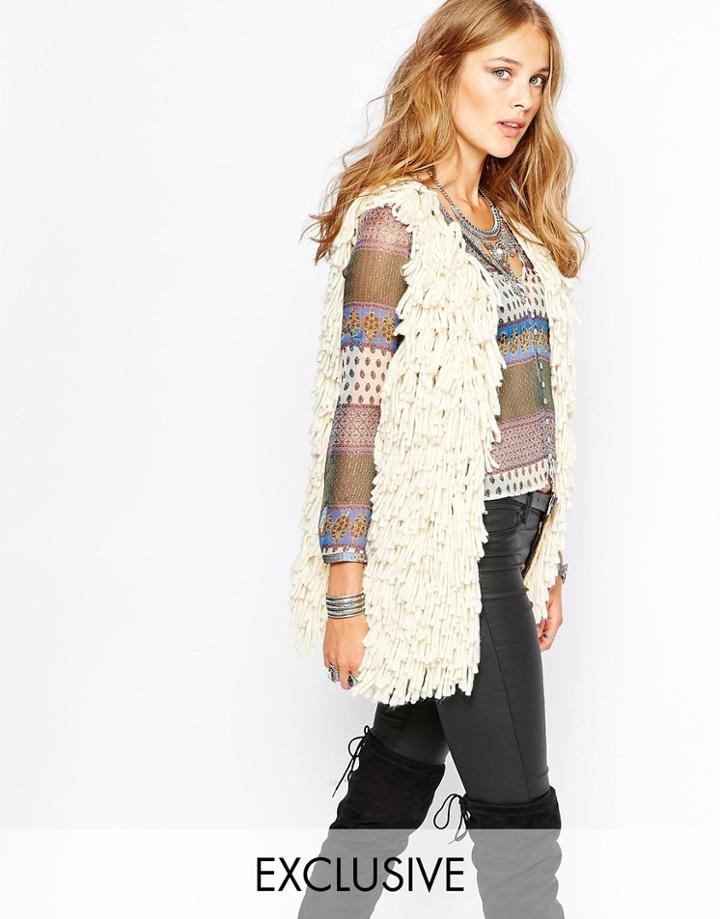 Stitch & Pieces Shaggy Vest - Black $33.00