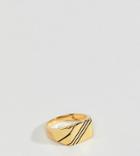 Asos Design Sterling Silver Sovereign Ring With Gold Plating - Gold