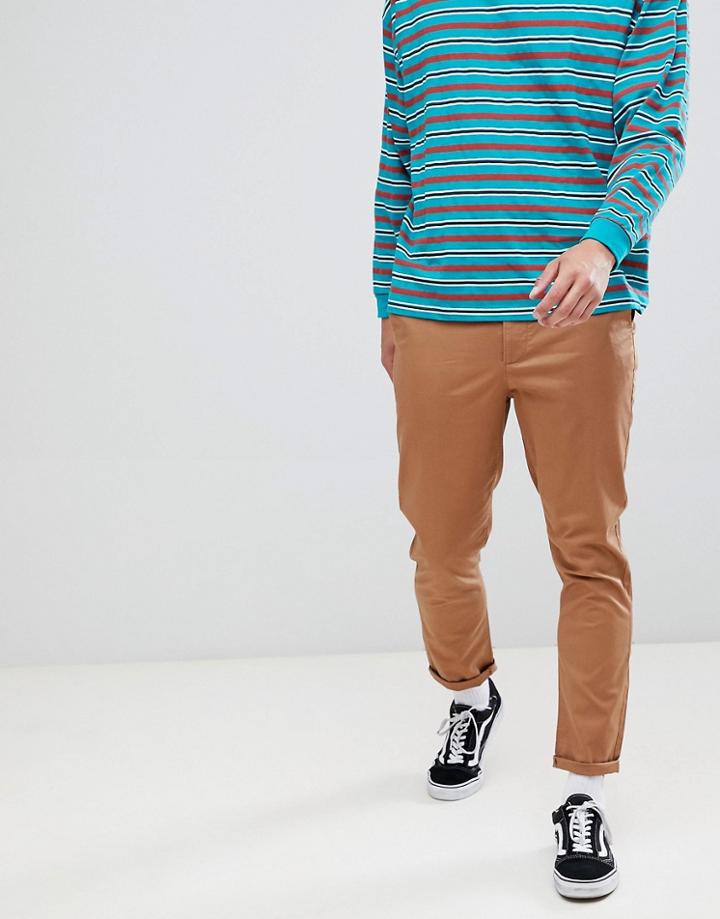 Asos Design Tapered Chinos In Camel - Brown