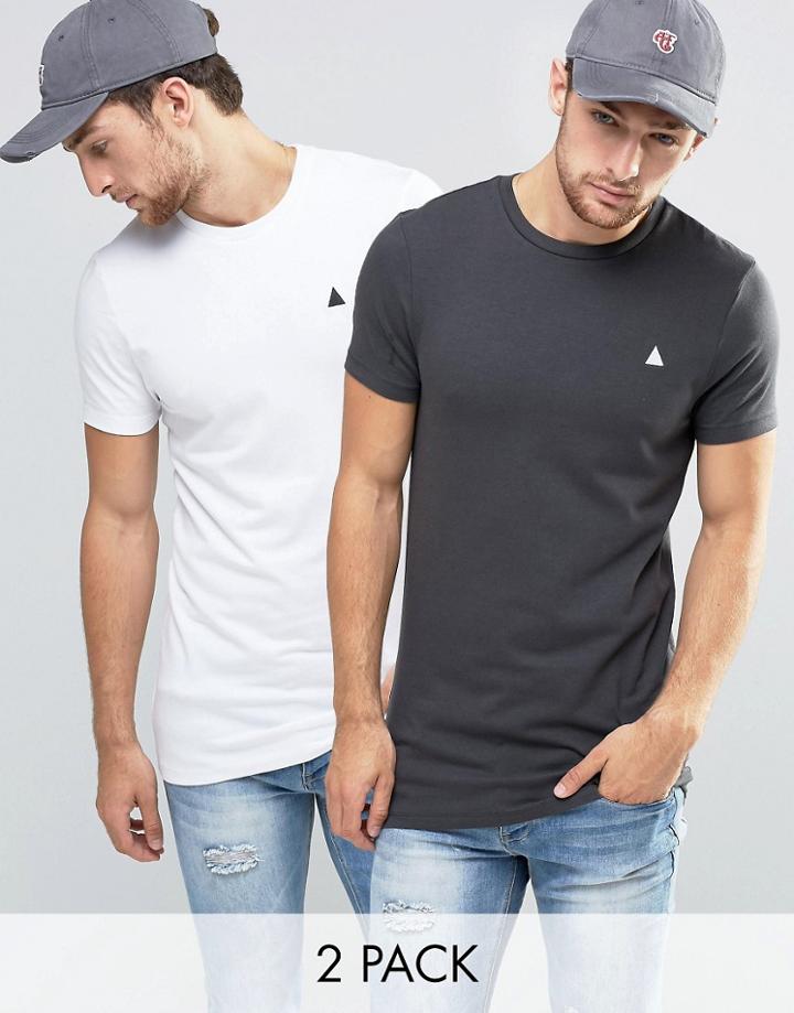 Asos Super Longline T-shirt With Logo 2 Pack Save 15%