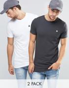 Asos Super Longline T-shirt With Logo 2 Pack Save 15%