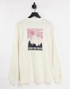 Napapijri Latemar Back Print Long Sleeve T-shirt In Cream-white