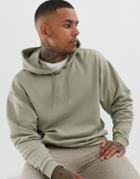 Asos Design Oversized Hoodie In Light Khaki-green