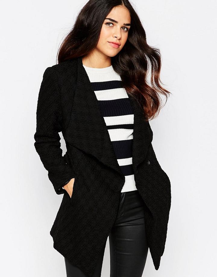 Rare Textured Wrap Front Jacket - Black