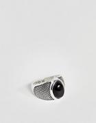 Icon Brand Black Onyx Stone Signet Ring In Antique Silver - Silver
