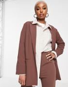 Asos Design Jersey Suit Blazer In Mocha-brown