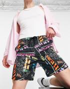 Pull & Bear Shorts With Multi Aztec Print In Black - Part Of Set