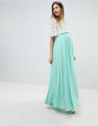 Asos Design Maternity Lace Embellished Crop Top Maxi Dress - Green