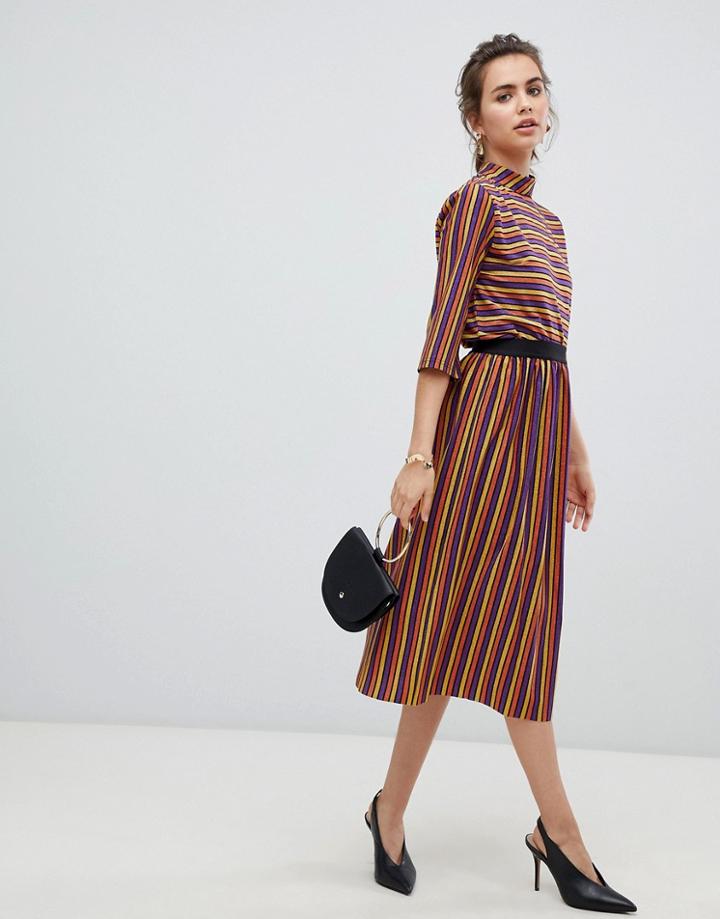 B.young Metallic Stripe Skirt - Multi