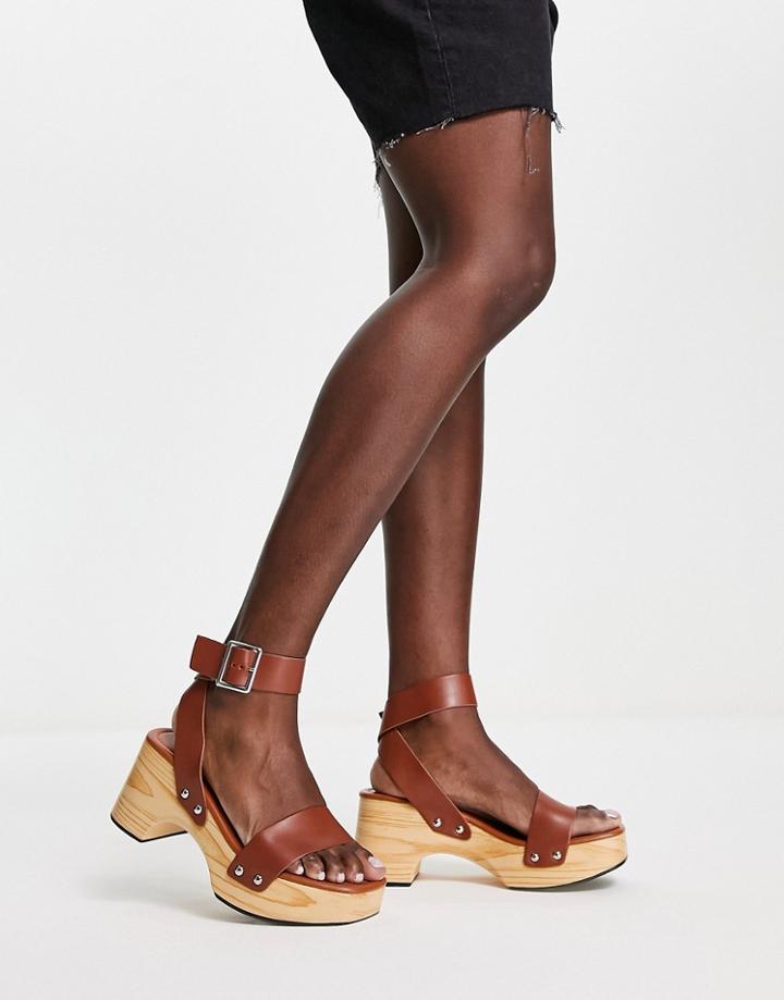 Glamorous Summer Clog Sandals In Tan-brown