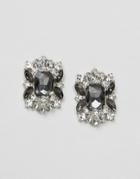 Asos Square Jewel Stud Earrings - Silver