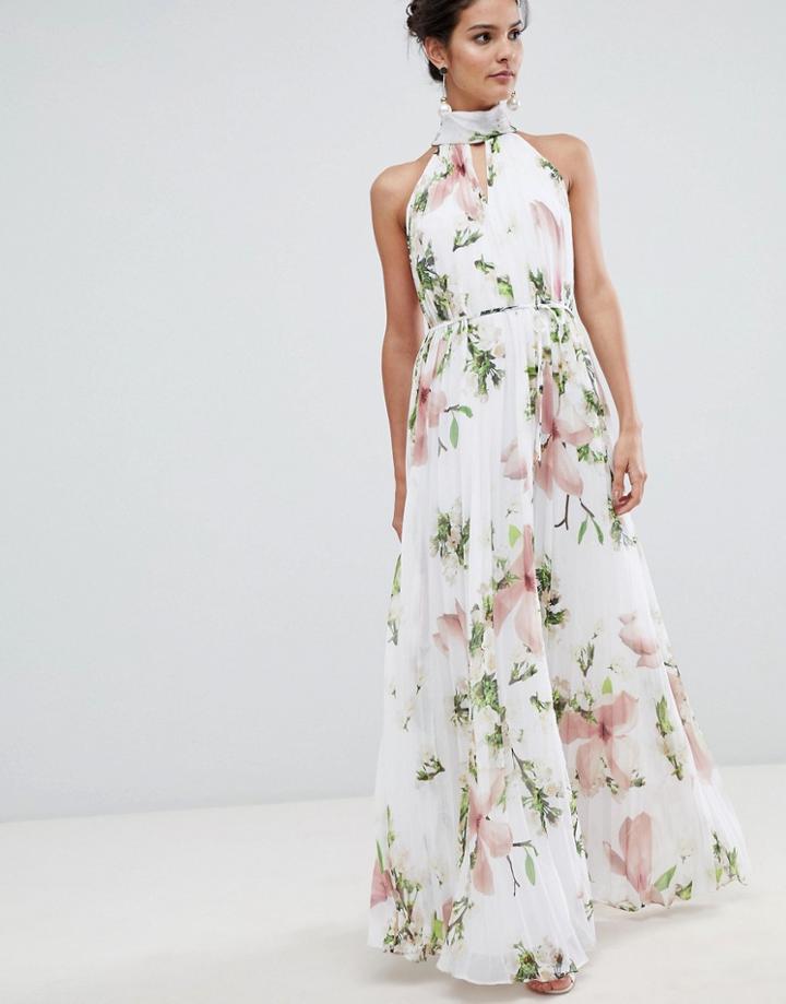Ted Baker Pleated Maxi Dress In Harmony Floral Print - Multi