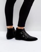 Pieces Suede Buckle Ankle Boots - Black