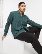 Pull & Bear Relaxed Fit Oxford Shirt In Green