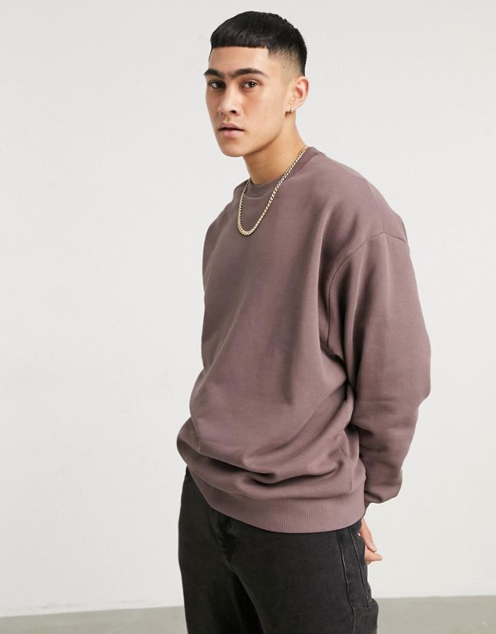 Asos Design Oversized Sweatshirt In Washed Brown