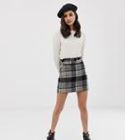 Miss Selfridge Mini Skirt In Brushed Check-gray