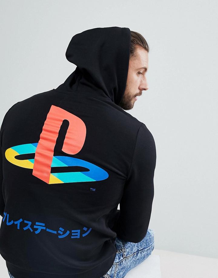 Asos Hoodie With Playstation Print In Black - Black