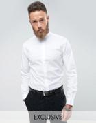 Noose & Monkey Skinny Smart Shirt With Grandad Collar - White