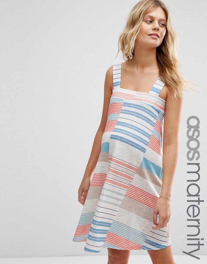 Asos Maternity Mini Dress In Cutabout Stripe - Multi
