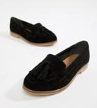 Asos Design Wide Fit Messenger Suede Tassel Loafers - Black