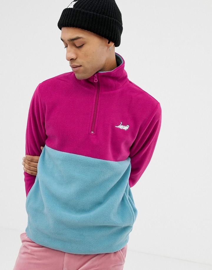 Ripndip Castanza Half Zip Brushed Fleece Sweat In Purple - Purple
