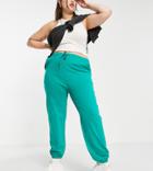 Asos Design Curve Organic Blend Basic Slim Jogger In Jade Green-multi