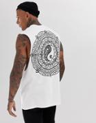 Hnr Ldn Ying Yang Back Print Sleeveless T-shirt Tank - White