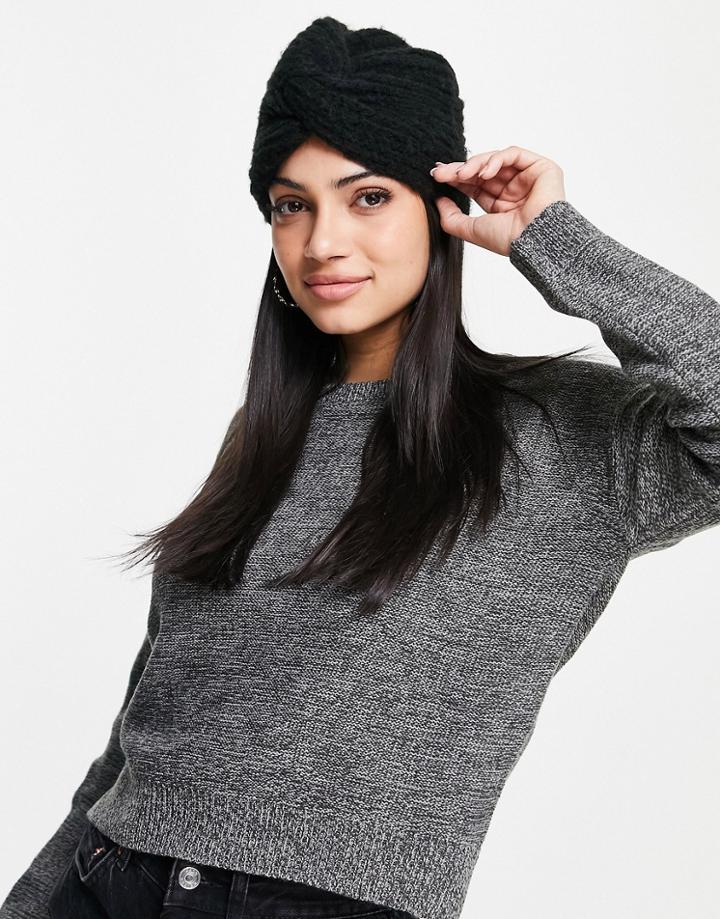 Boardmans Knitted Turban Style Hat In Black