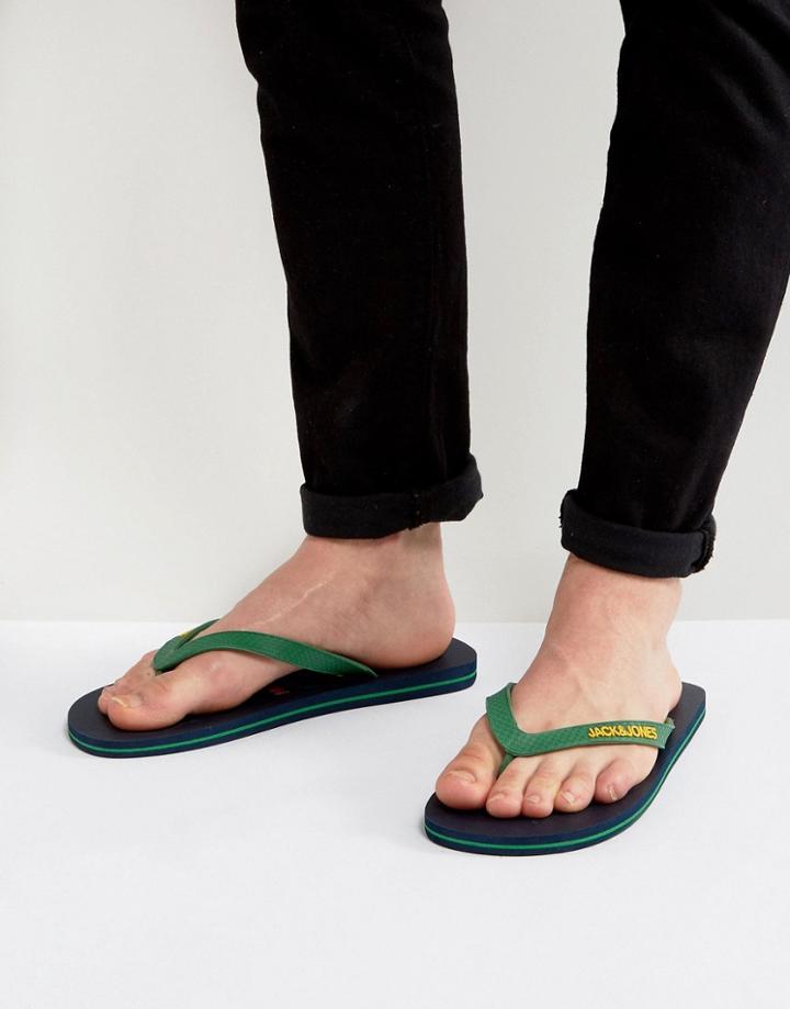 Jack & Jones Large Logo Flip Flops - Navy