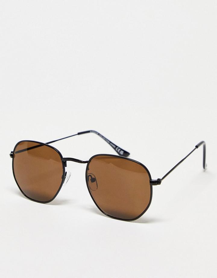 Svnx Round Retro Sunglasses In Black